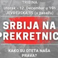 Tribina "Srbija na prekretnici - kako su oteta naša prava?" u utorak u pokretu "Bravo" u Novom Sadu