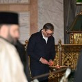 Vučić i patrijarh Porfirije razgovarali sa ruskim umetnikom Muhinom u Hramu Svetog Save