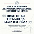 Otvoreno pismo: Apel za mirno i demokratsko rešavanje političke krize