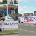 (FOTO) "Nadmetanje transparentima" u Zrenjaninu: Sa jedne strane "Studenti pobeđuju", a sa druge "Srbija pobeđuje"