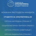 Studenti za Aranđelovac – Dočekajmo pobedu zajedno, večeras u 20 sati u Aranđelovcu