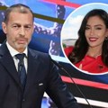 Ни Чеферин није одолео Албанки! Први човек УЕФА није скидао осмех са лица, Ева Мурати му помутила мозак: Један детаљ свима…