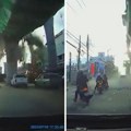 Jezivo! Srušio se nadvožnjak na Tajlandu: Vozači za dlaku izbegli smrt i sve to snimili