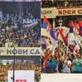 Prepunim spensom se ori "Srbija" i "Pobeda": Sjajna atmosfera sat vremena pred početak mitinga "Aleksandar Vučić-Novi Sad…