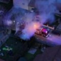 Požar Na altini: Objavljen snimak buktinje iz vazduha, ogroman beli dim kulja iz garaže (video)