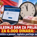 Mali: Večeras ističe rok za prijavu za 6.000 dinara – isplata počinje sutra