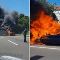 Strašan prizor u Beogradu! Vatra guta automobil: Ljudi izleteli iz vozila, dim prekrio auto-put