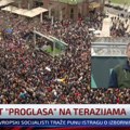 Predstavnik Miloša Jovanovića govori na skupu na KOM se vijori zastava EUROMAJDANA!