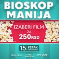 Filmska akcija “Bioskop manija” u petak 15. septembra u MTS Dvorani