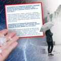 Upozorenje RHMZ za veče i jutro: Pljuskovi, grad i jak olujni vetar pogodiće ove delove Srbije
