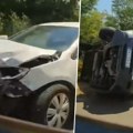 Prvi snimci nesreće Kod alibunara, povređeni zatvorski čuvari i robijaši: Auto se zakucao u njihov kombi (video)