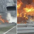 Vatra "istopila" kamione kod Šimanovaca: Poznato šta se desilo sa vozačima nakon sudara (video)