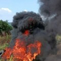Požar na otvorenom pored starog puta za Grdelicu