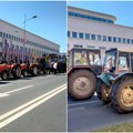 (Foto, video) poljoprivrednici zatvorili saobraćaj ispred Banovine Na traktorima stigli da traže odštetu od suše