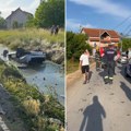 Automobil sleteo u kanal pun žabokrečine i smeća! Udes u Krnjači, u vozilu bile dve muške osobe