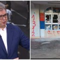 Blokaderi polupali kancelarije SNS-a Predsednik Srbije objašnjava šta znači grafit „1312“ na demoliranim stranačkim…