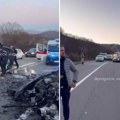 Teška saobraćajka kod Podgorice: Strašni prizori sa lica mesta, Hitna pomoć odvozi povređene (video)