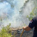 Snimak akcije gašenja požara kod Aranđelovca: Veliki broj vatrogasaca na terenu, dim prekrio nebo