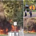 Prvi snimci, Veliki požar u Novom Beogradu kod "ulice gladnih" Gori kafić u zgradi u Maršala Tolbuhina, dim se vidi iz…