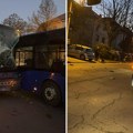 Sudar autobusa u Zemunu: Vozilo smrskano, delovi su rasuti po putu, čeka se Hitna pomoć (foto)